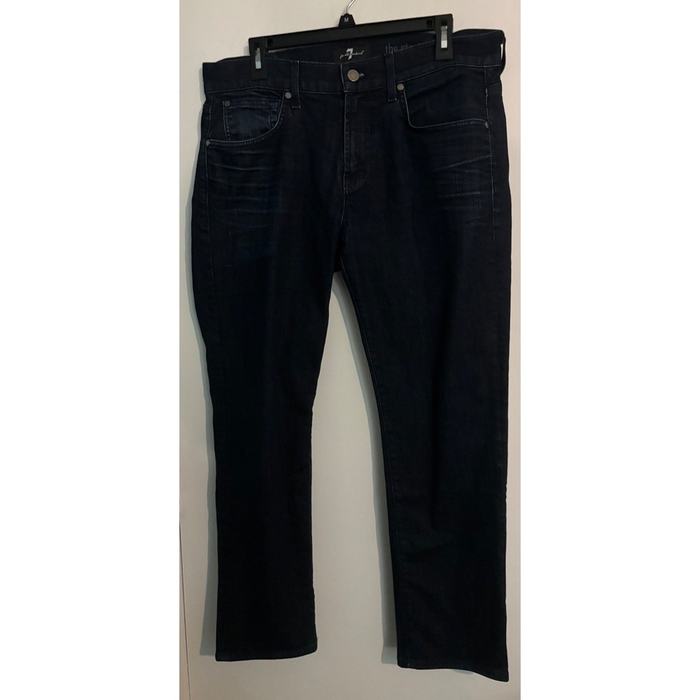 7 for all mankind Mens Luxe Performance The Straight Jeans Sz 34 Dark Wash